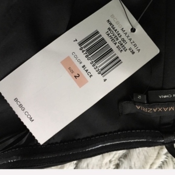 BCBG Black Silk babydoll Strapless Dress 2 NWT - Picture 5 of 7